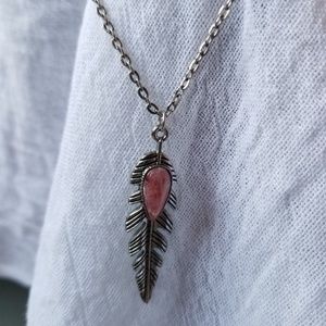 *3 FOR $10* Silver feather boho necklace